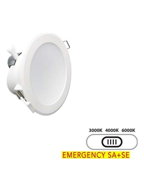 Lampo SYDNEY 10W Emergency LED Recessed Round Downlight TRICOLOR integrated switch