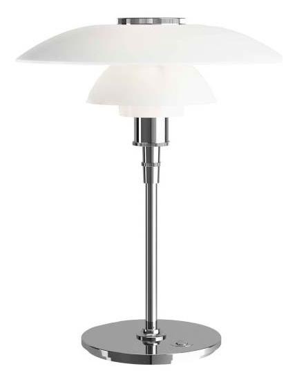 PH 4½-3½ Glass Table Chrome Lamp with Diffused Light