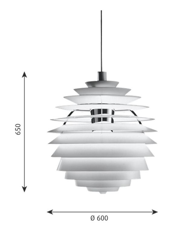 PH Louvre White Suspension Lamp In Aluminum And Brass