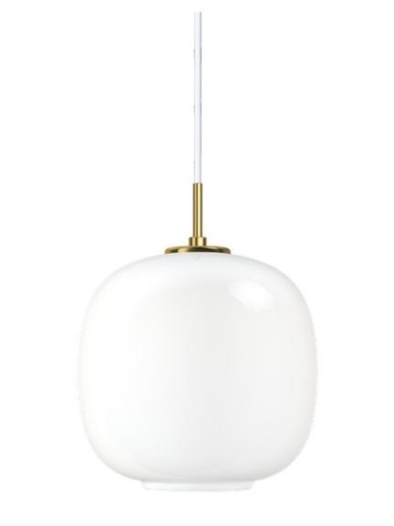 VL 45 Radiohus Suspension In Opal Glass And Brushed Brass