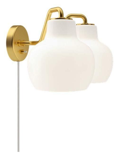 VL Ring Crown Wall Double Lamp In Opal Glass And Brass
