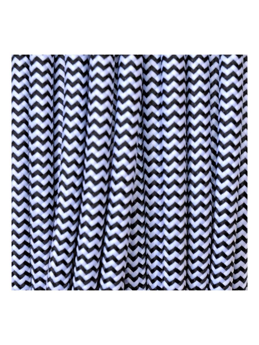 Electrical Round Cable 2X o 3X 5M in Fabric Black and White