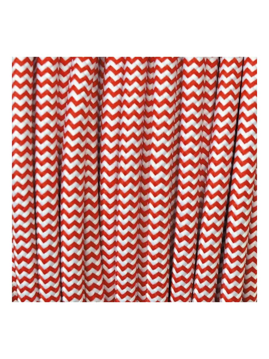 Electrical Round Cable 2X o 3X 5 M in Fabric Red and White