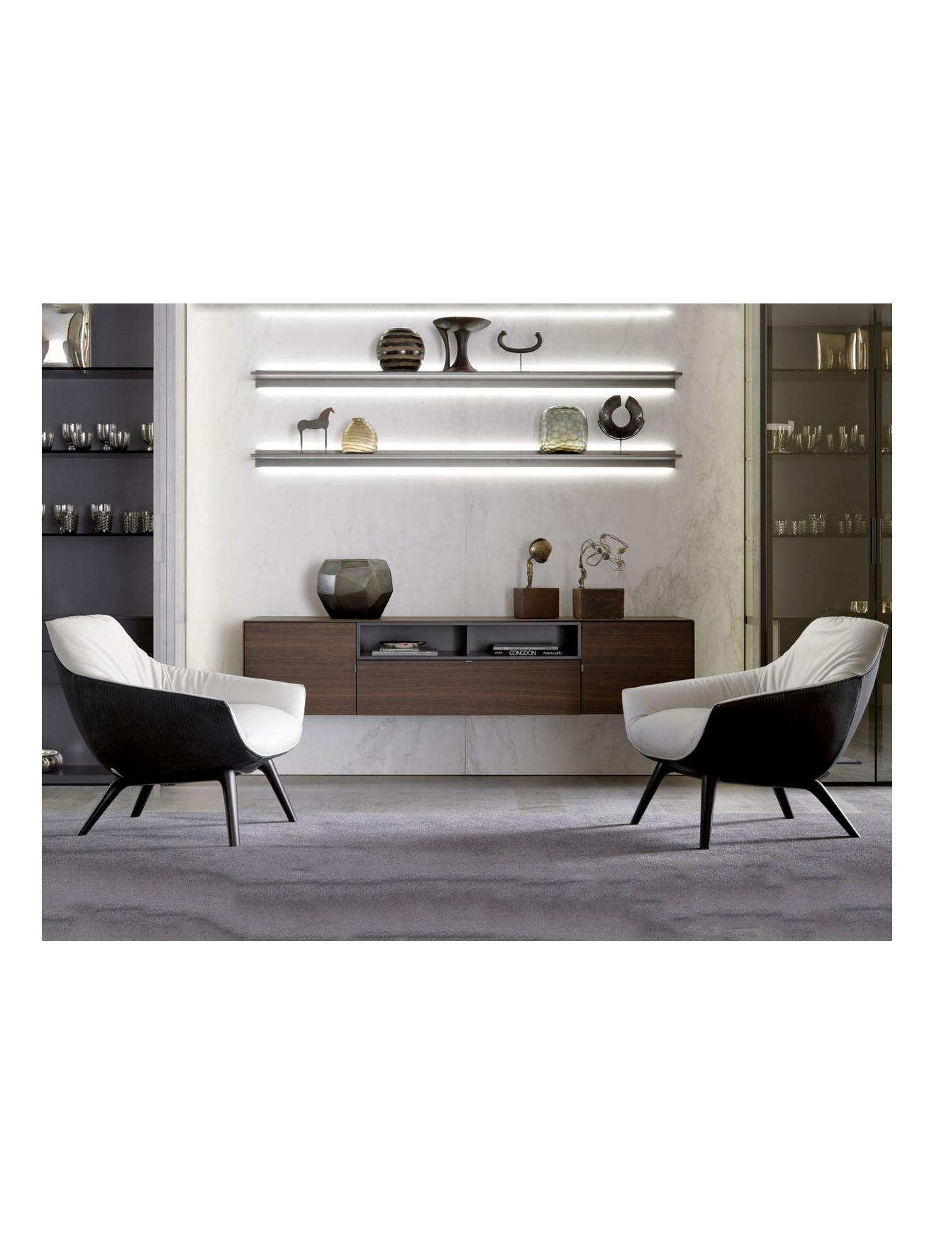 Florentia Armchair - Chalk/Dark Brown Leather