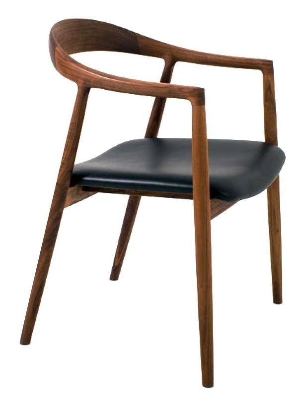 Hata Dining Chair - Walnut Ebony/Black Leather