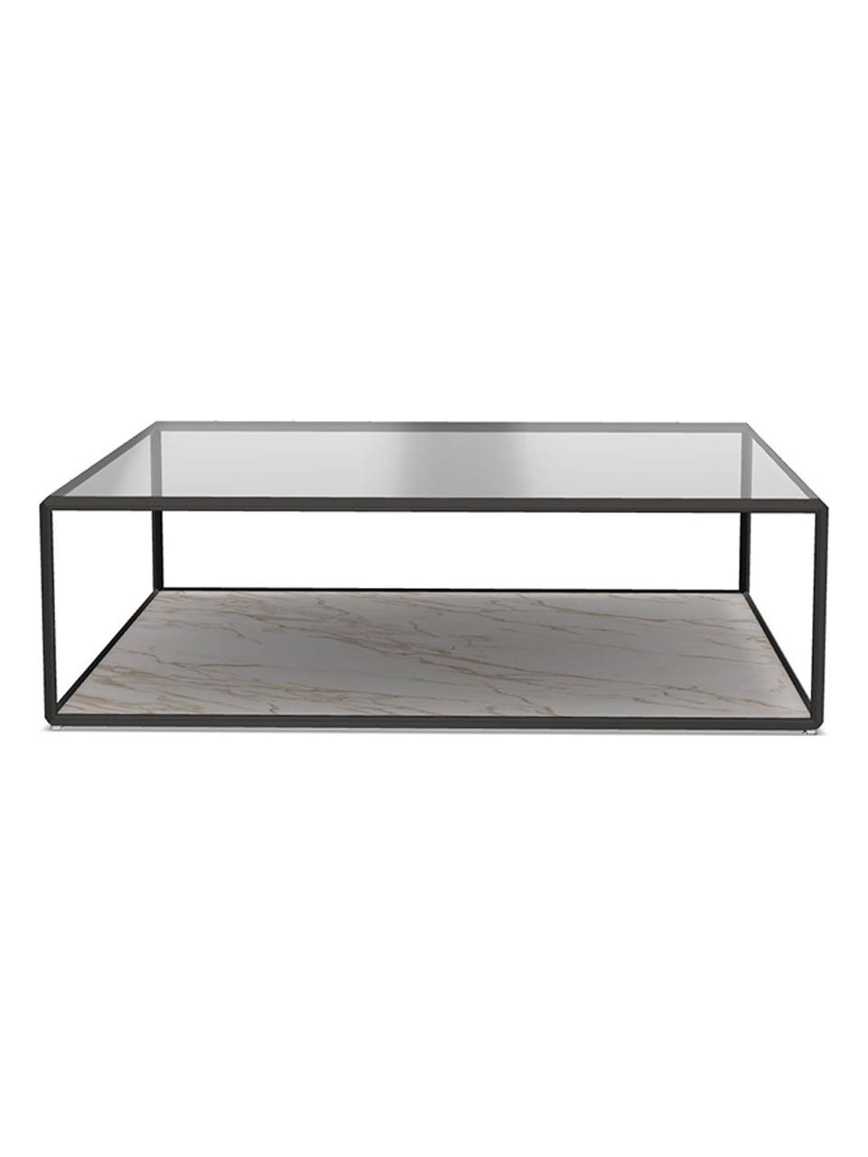 45° Coffee Table - Calacatta Oro/Smoked Glass Top