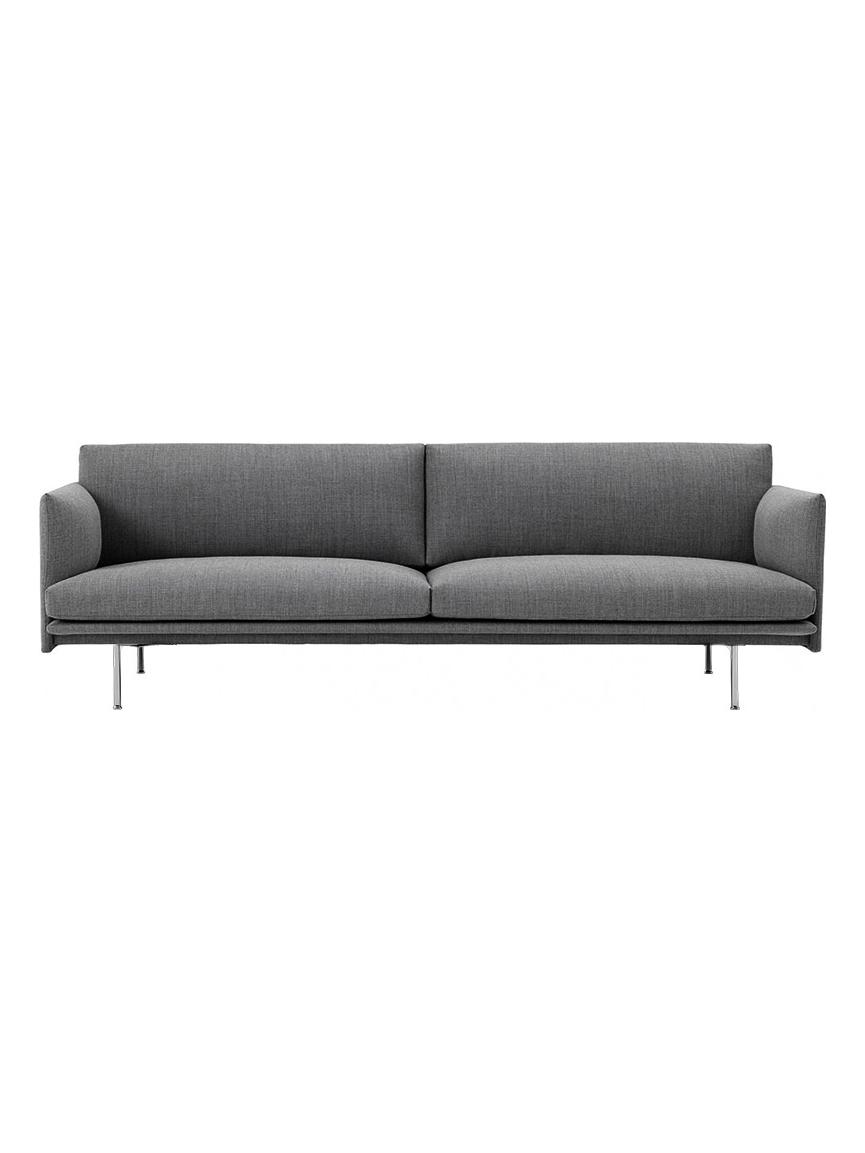 Outline 3-seater Sofa - Steelcut Trio 3 0713 / Polished Aluminium