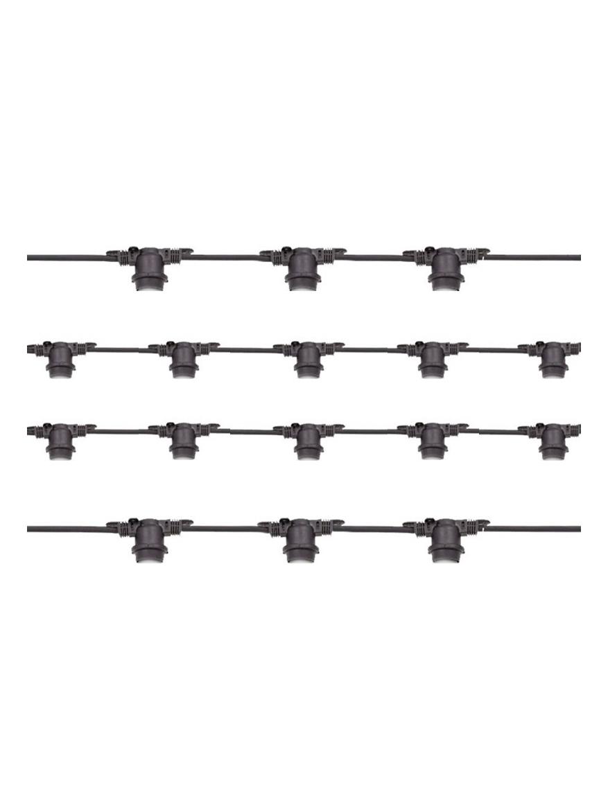 Black String Lights Extendable 120 Lampholder E27 50m For Outdoor