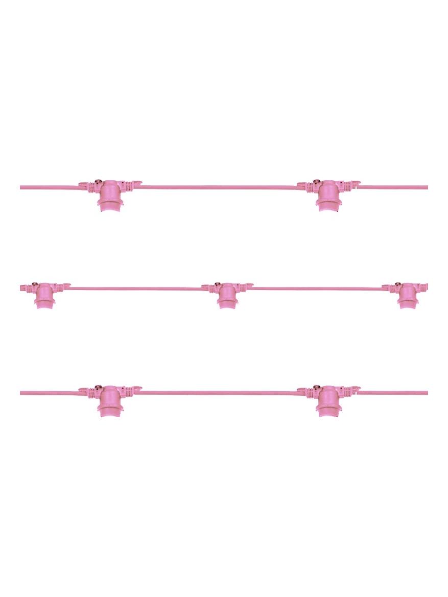 String Lights 10 E27 Lampholders 10m Outdoor Use Pink color