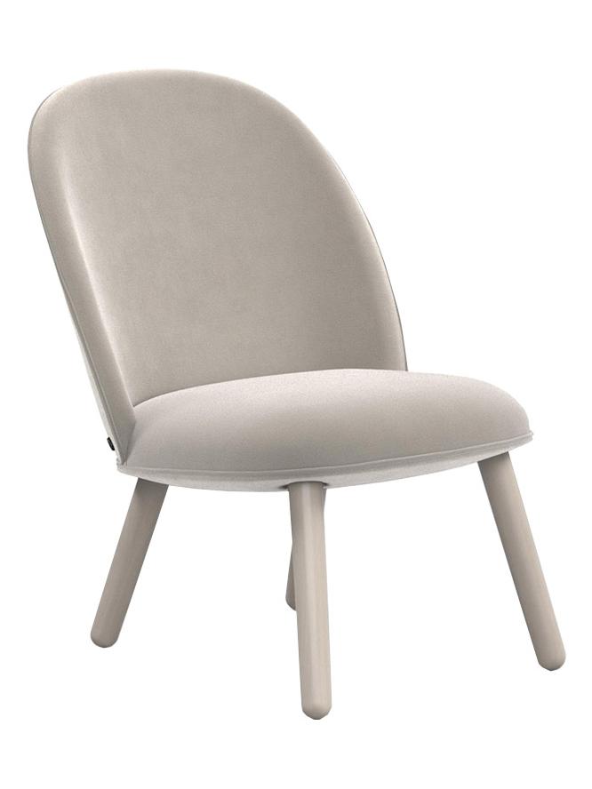 Ace Lounge Chair - Velour Beige/Stained Beech Legs