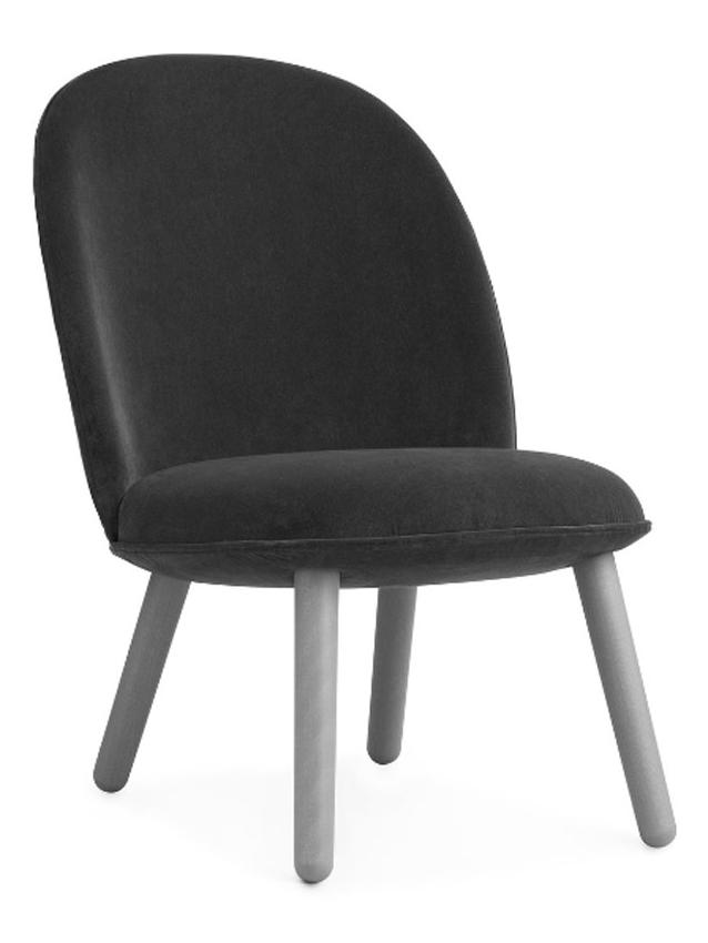 Ace Lounge Chair - Velour Grey/Stained Beech Legs