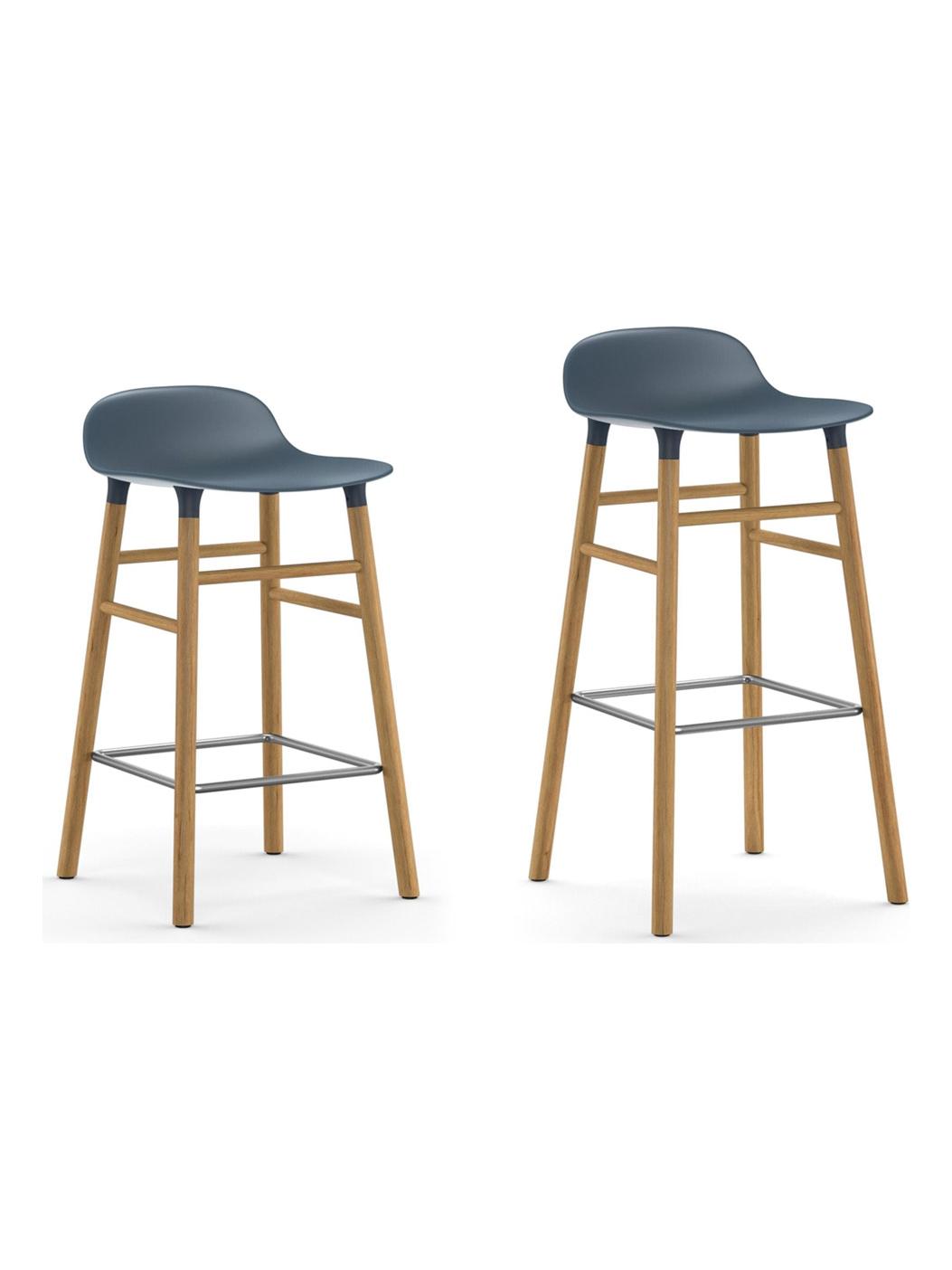Form Barstool - Blue-Oak-H. 65 cm