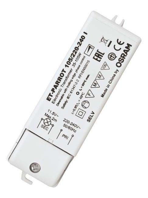 elettronic transformer ET-Parrot 105W 12V 35-105W led or halogen dimmable