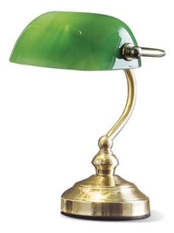 Small Table Desk Lamp Green and Brass Churchill model