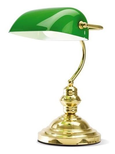 Table Desk Lamp Green and Brass Churchill model