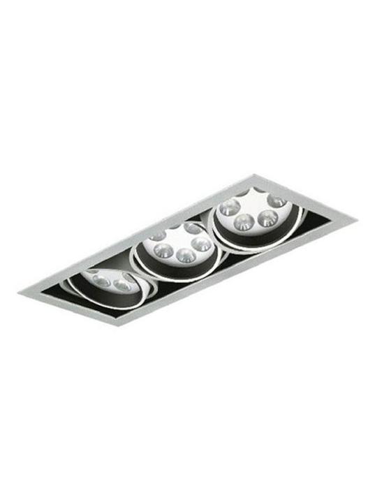 3x6LED Triple Recessed downlight 18W 25° 3000K gray