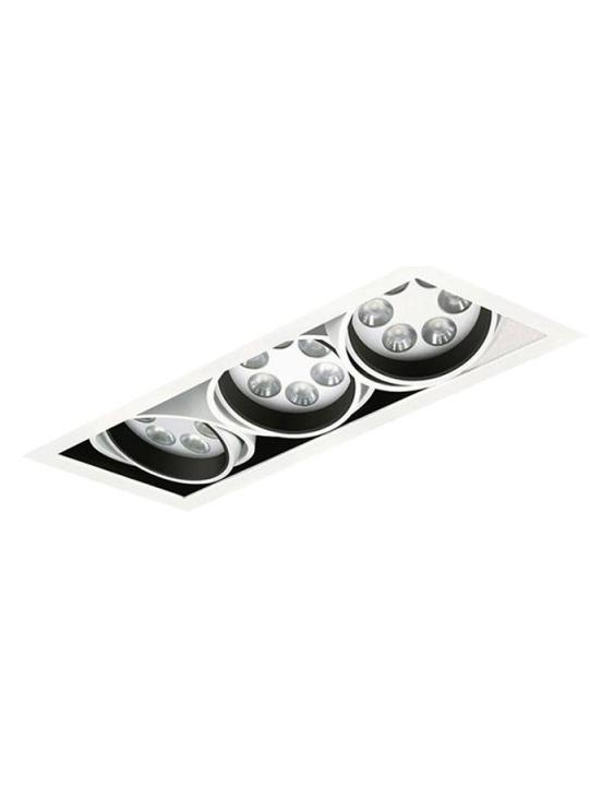 3x6LED Triple Recessed downlight 18W 40° 3000K white