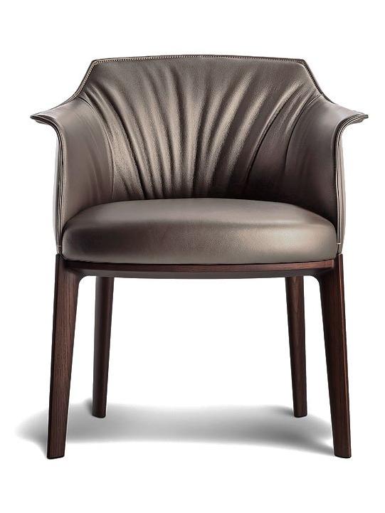 Archibald Dining Chair - Leather SC 177 Limo / Wengé stained Ash