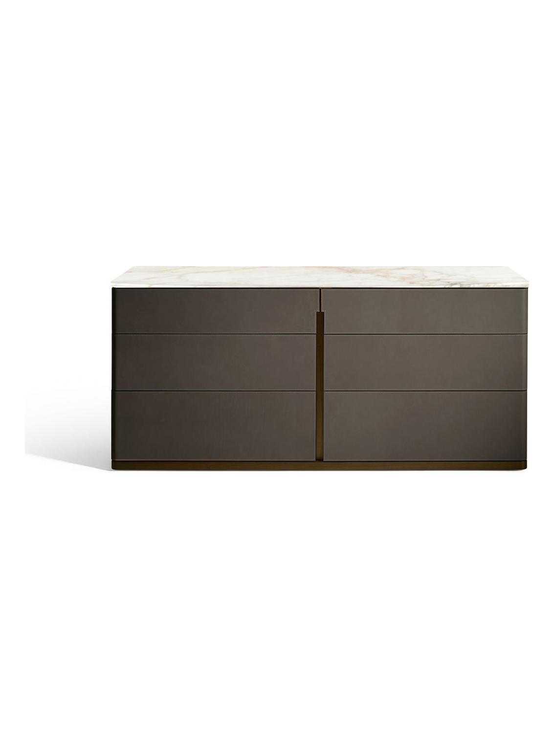 Fidelio Chest of Drawers - Saddle Extra Polvere/Walnut/Calacatta