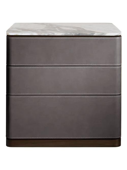 Fidelio Night Table - Saddle Extra Polvere / Calacatta