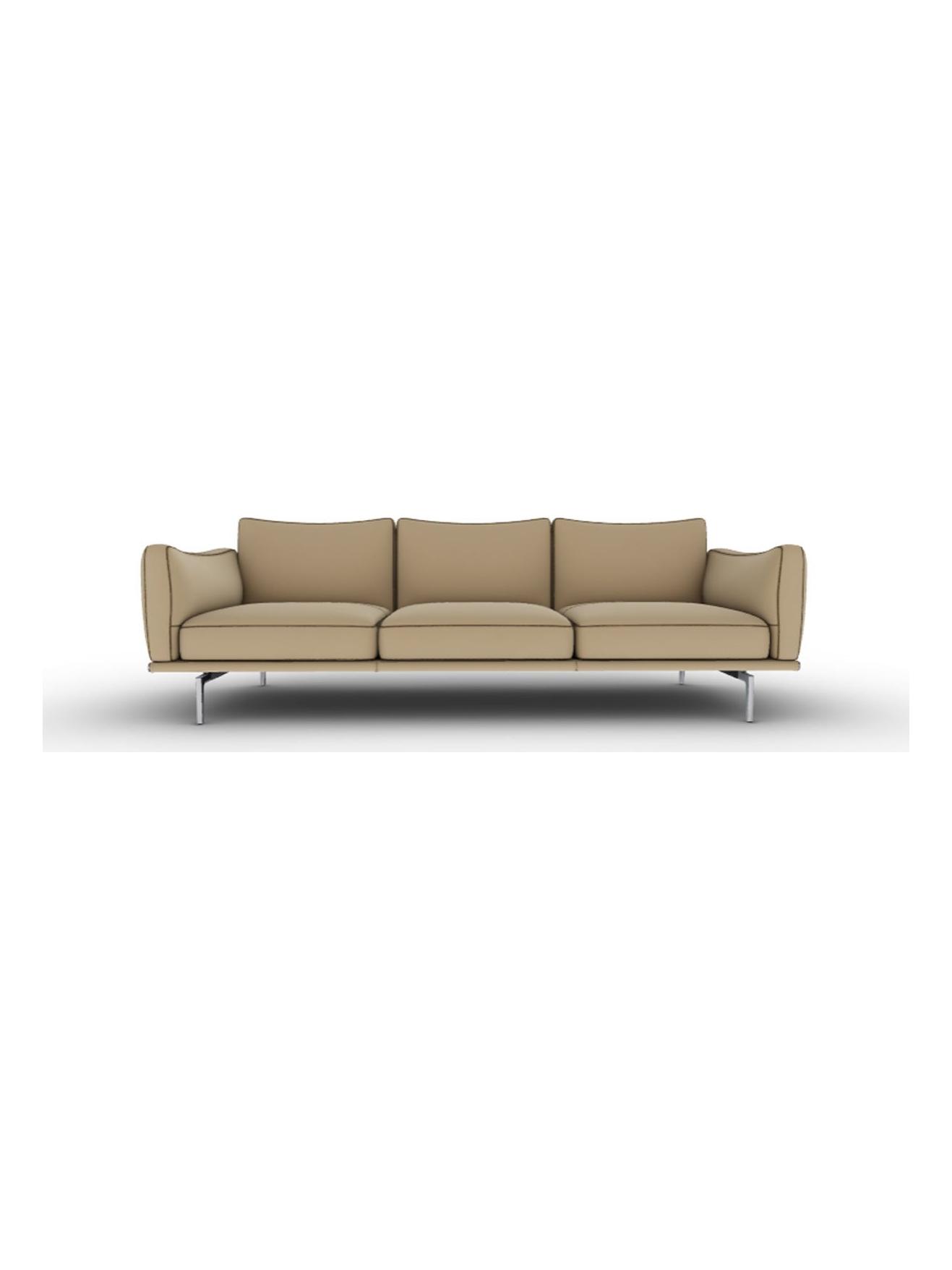 Happy Jack 3-Seater Sofa – Leather Velvety Sesame