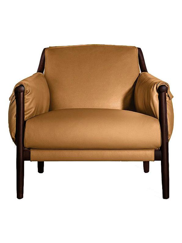Times Lounge Armchair - Leather PELLE FRAU® SC 136 Ginger Bread / Moka stained Ash 