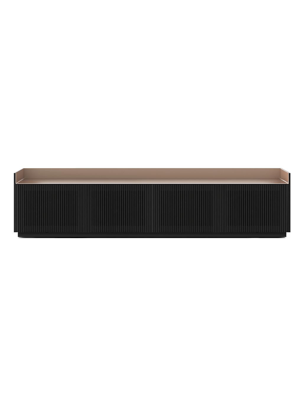 Stockholm Sideboard - Slatted with 4 doors in Ebony Stained Oak / Pale Rose Anodised Aluminum