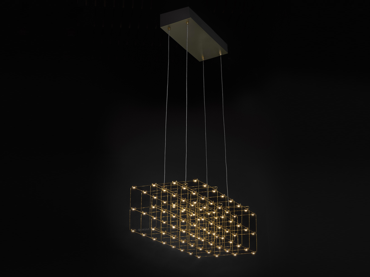 Cosmos Square Double Suspension Lamp-Nickel