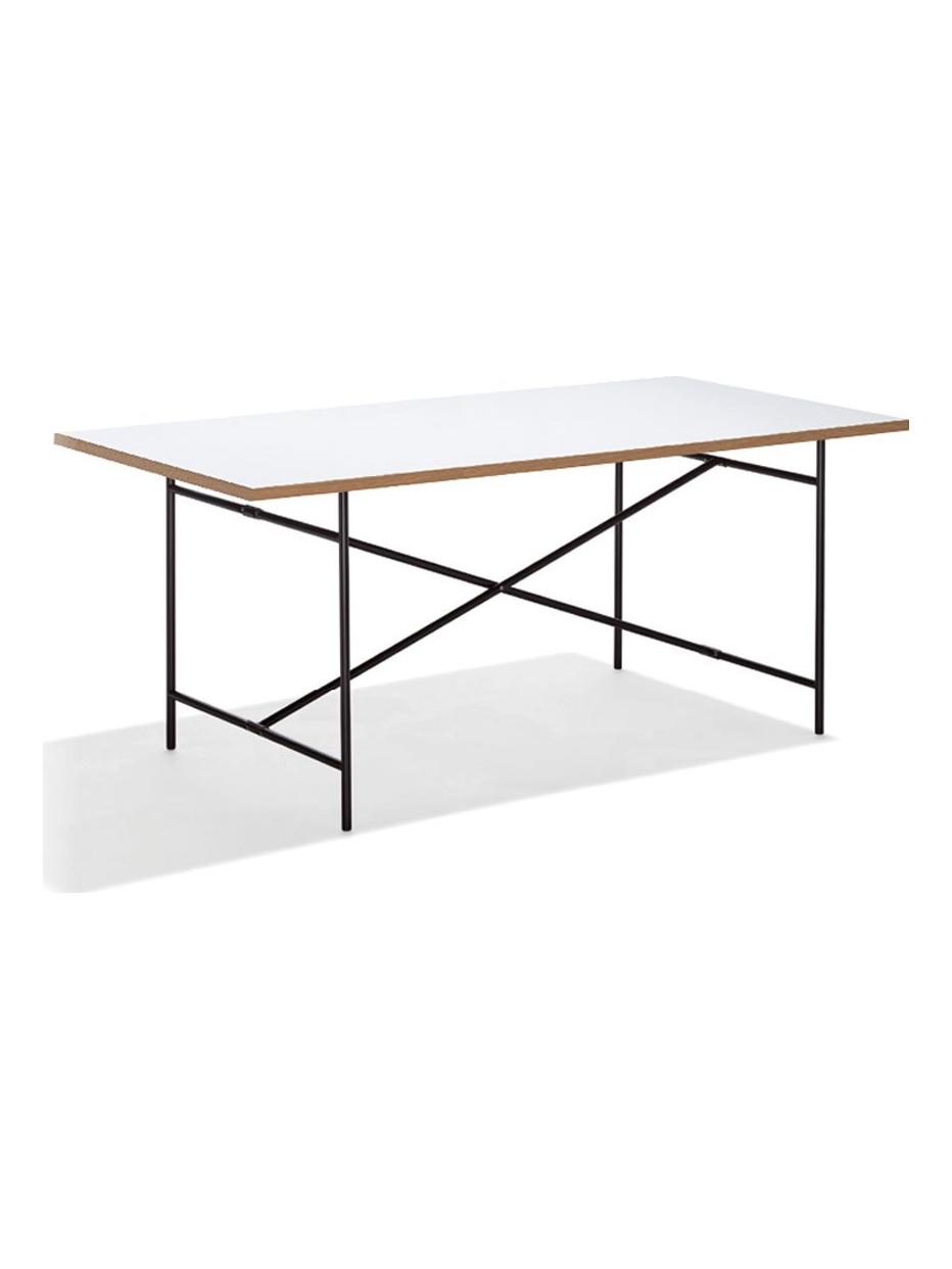 Eiermann 2 Dining Table - Melamine White / Black Frame