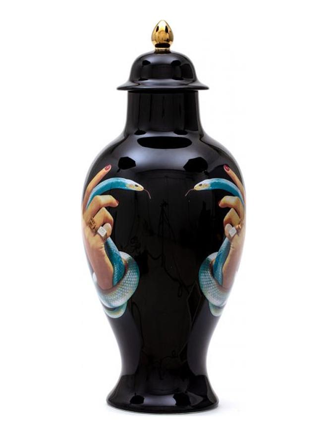 Toiletpaper Hands with White Snakes Vase