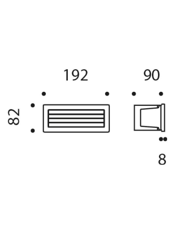 Minibrique LED Rectangular Grid Recessed Wall Lamp Outdoor