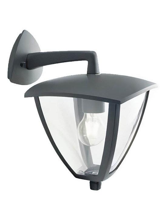 Mirò Lantern E27 Applied Low Wall Lamp In Grey Aluminum For Outdoor