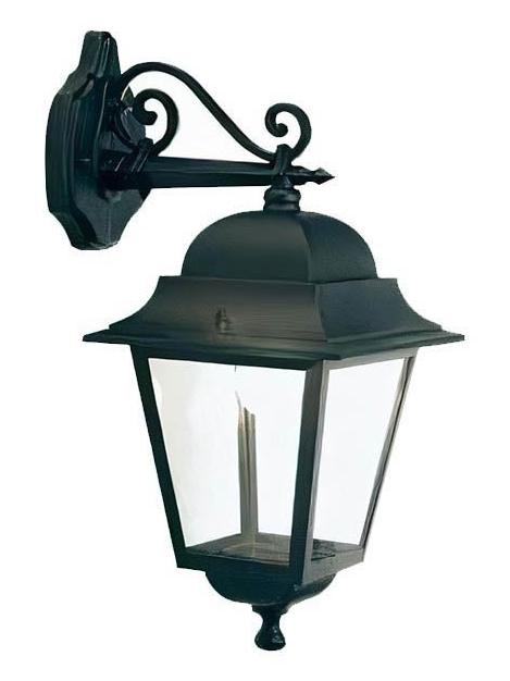 Quadrata Lantern E27 Wall Lamp In Black Aluminum And Glass For Outdoors