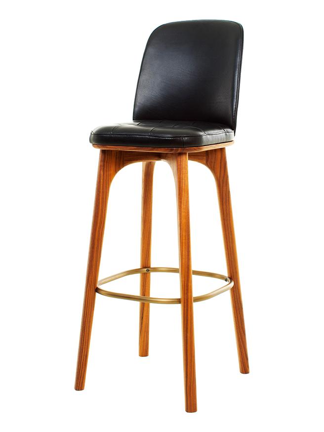 Utility High Chair SH760 Black Leather / Walnut