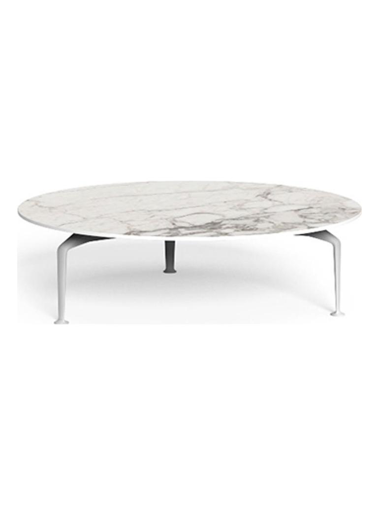 Cruise Alu Round Coffee Table - White / Calacatta