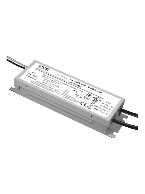 DC Direct Current LED VPSD Driver 60W 24V 0-10V dimmable 100-240V UL