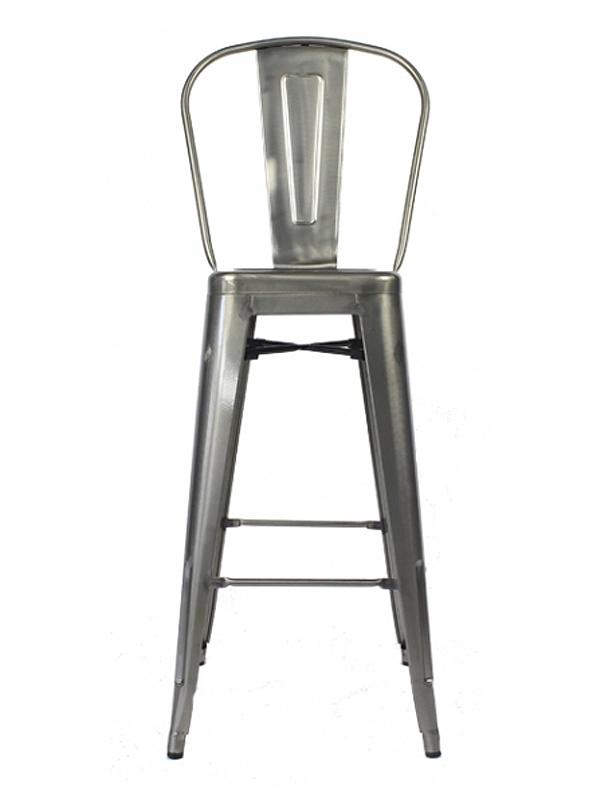 Stool H 80 High Backrest - Raw Steel Varnished