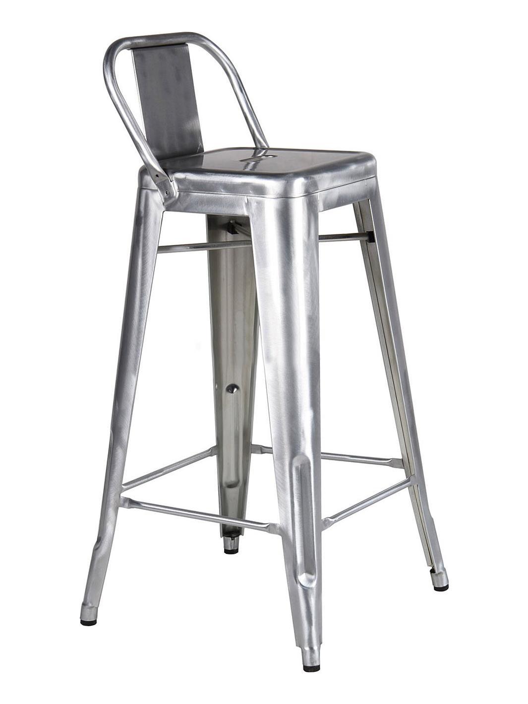 Tabouret HPD H. 70 Stool with Small Backrest - Brut Verni Shiny
