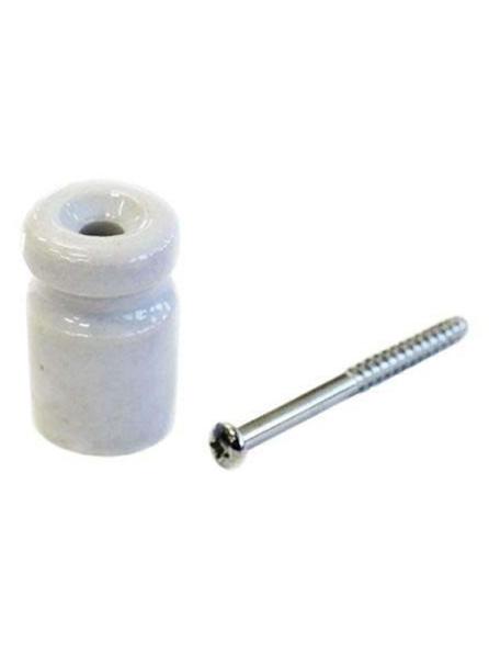 Ceramic Isolator 45x25 mm White with Screw Included