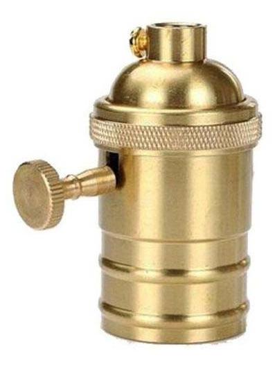 E27 Lamp Holder Vintage Gold with Switch