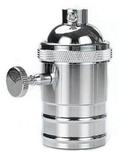 Lamp Holder E27 Vintage Silver Silver with Switch