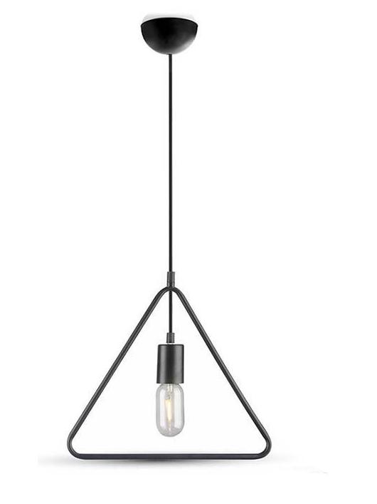 Triangle black pendant lamp in metal with lamp holder for E27 bulb