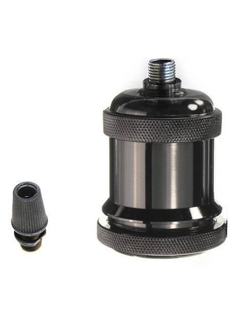 Vintage E27 lampholder in aluminum polished Black color with ring