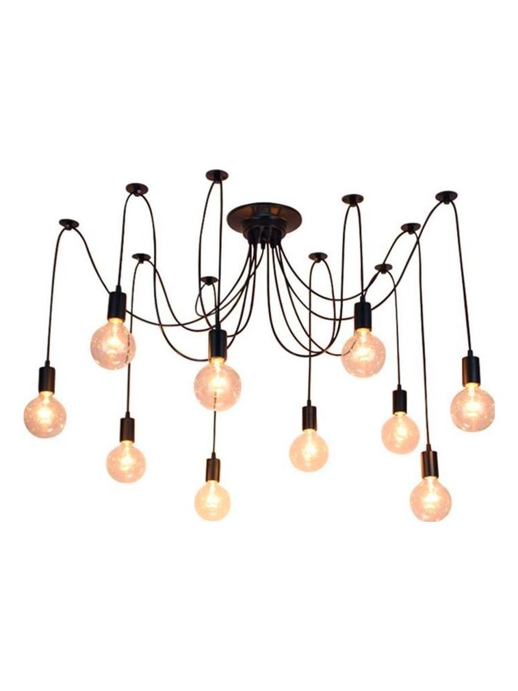Vintage Suspension Ceiling Lamp 10 E27 Lampholder Black