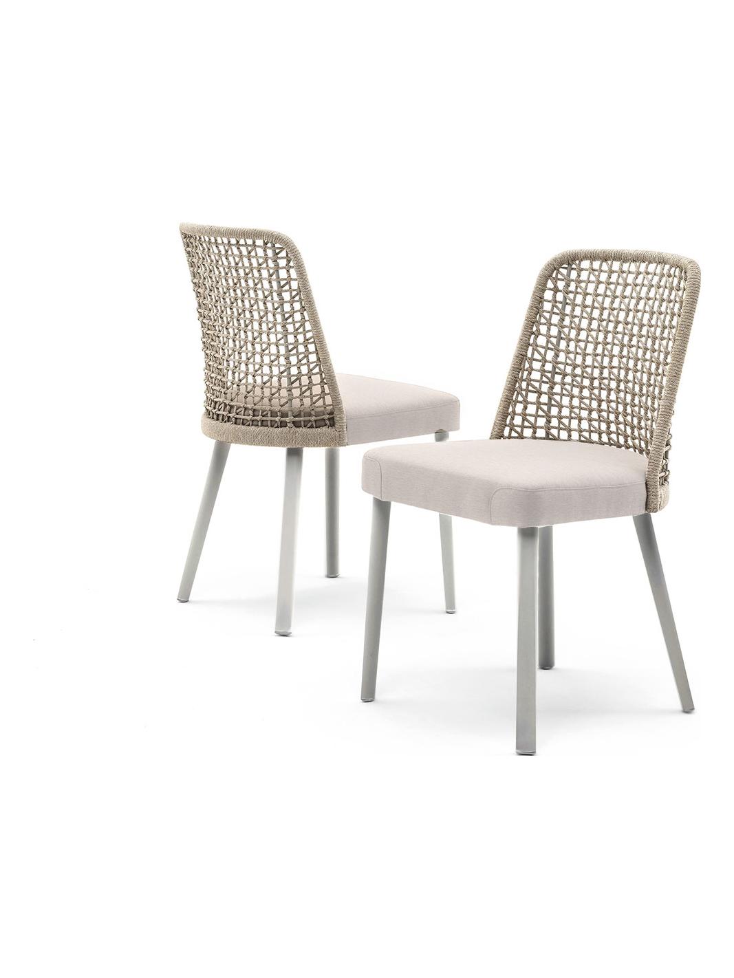 Emma Chair - Beige Rope / Fabric E470 Ivory - Soley / Silk Grey Aluminium 