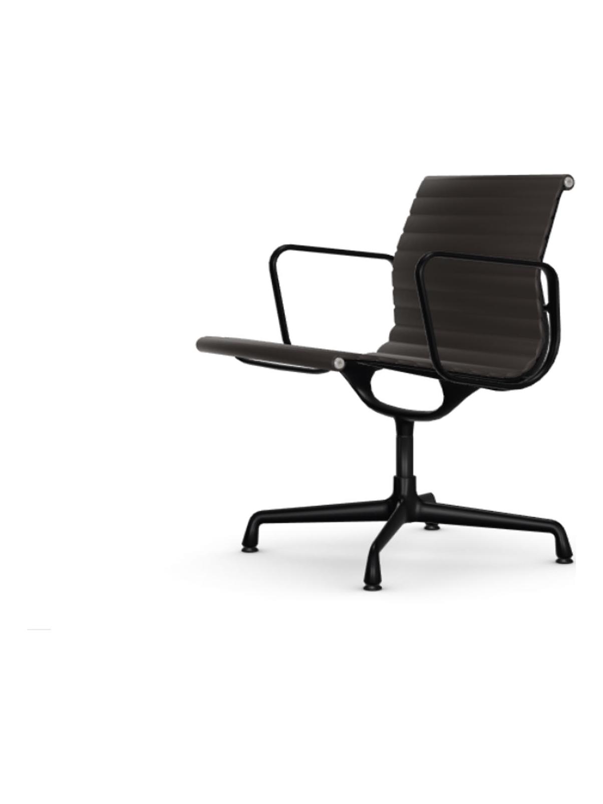 EA 107 Aluminium Chair - Black Coated Powder Base/Chocolate Leather