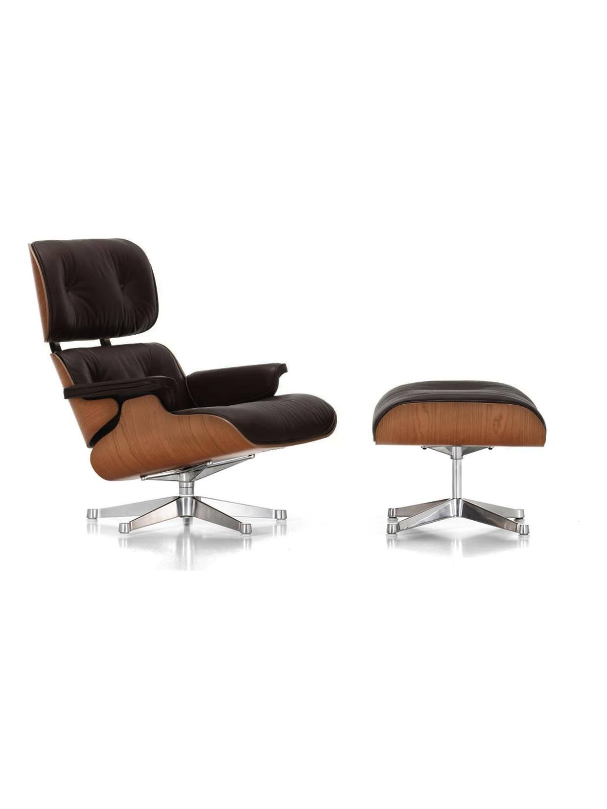Eames Lounge Chair & Ottoman - American Cherry/66 Black Leather/Polished