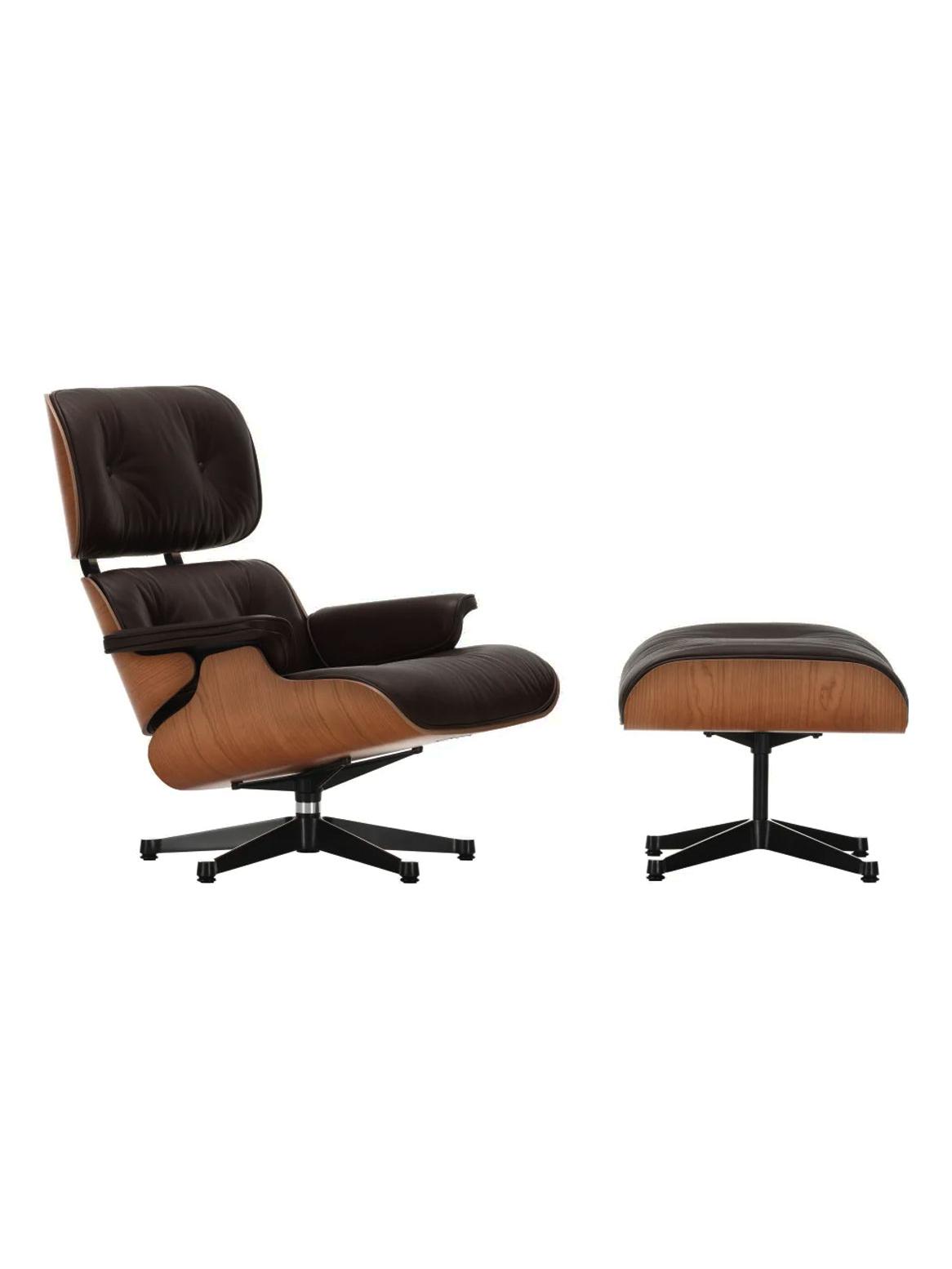 Eames Lounge Chair and Ottoman - American Cherry/Leather Premium Black 66