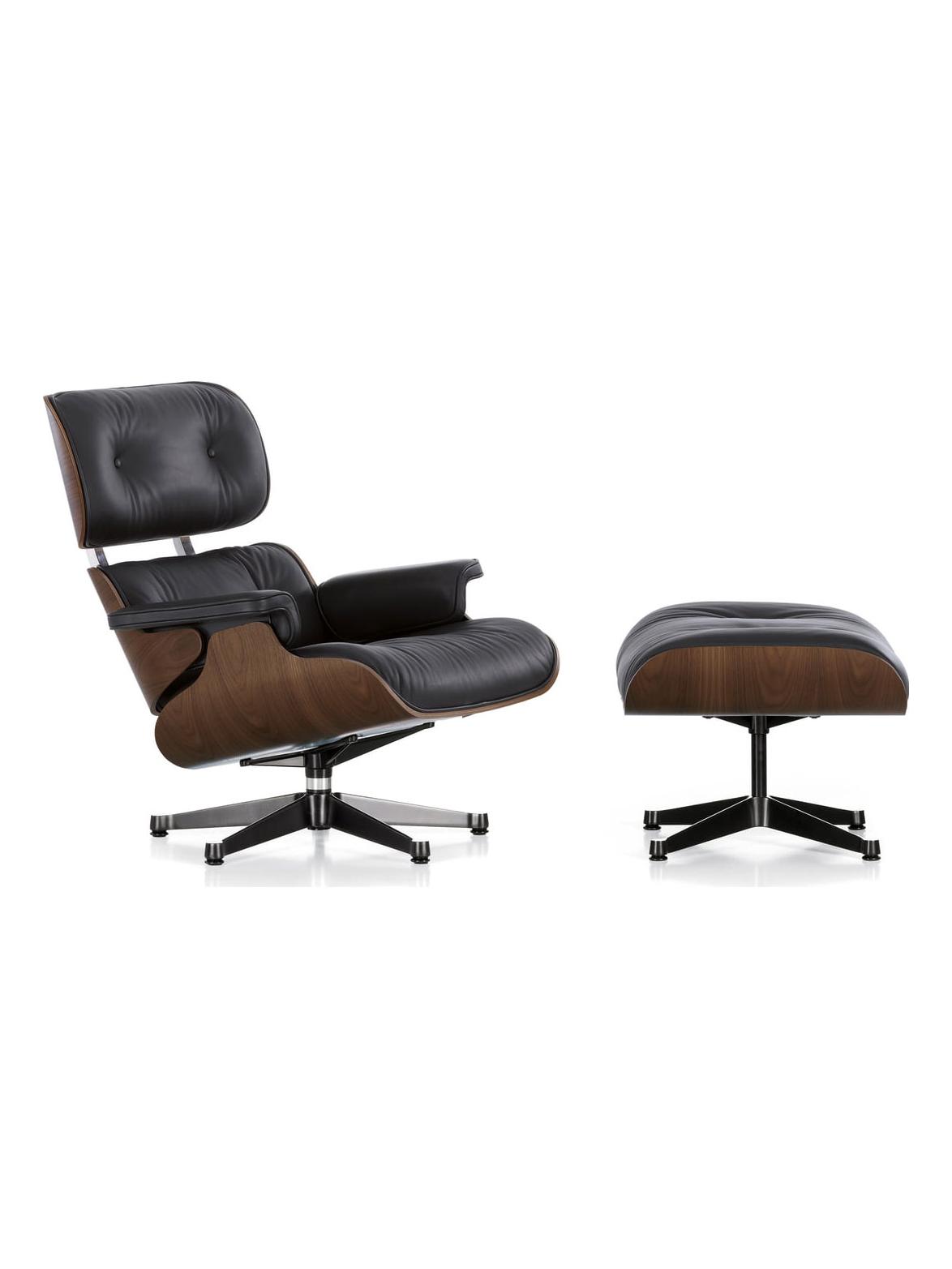 Eames Lounge Chair & Ottoman - Black Pigmented Walnut/Leather Premium F Black 66