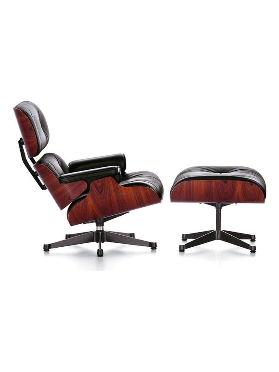Eames Lounge Chair & Ottoman - Santos Palisander/Leather Premium Black 66